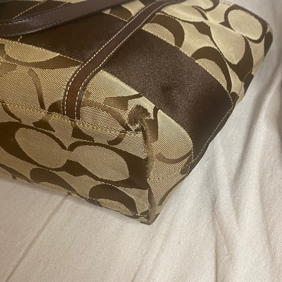 Coach Signature C Canvas Tote Bag, Brown, Brass Hardware - Picture 7 of 10
